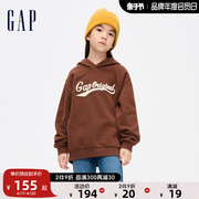 gap女童冬季logo加绒保暖套头连帽衫儿童装，保暖运动风卫衣837121