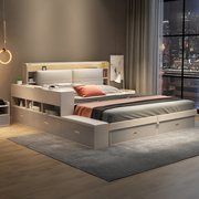 床现代简约高箱储物床小户型，板式床双人，轻奢2023年主卧收纳床
