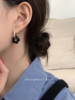 suzyacckr黑色花朵纯银耳环两戴韩国小众设计高级感耳扣复古耳饰