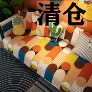 简约现代复古沙发垫子四季通用全棉布艺坐垫真皮，防滑全包罩巾盖套