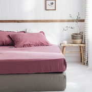 北欧简约纯色床垫保护套全棉，水洗棉床上用品1.8米单件床单床笠
