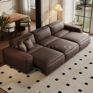 意式极简大黑牛多功能电动沙发真皮客厅可调节伸缩变床两用小户型