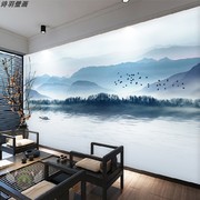 5d新中式禅意山水8d立体壁纸客厅沙发电视背景墙18d高端轻奢壁画