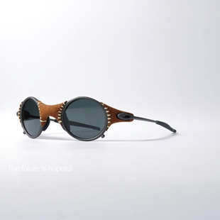 小众翻毛皮拼接设计偏光，墨镜uv400锌合金圆框蒸汽朋克潮太阳眼镜