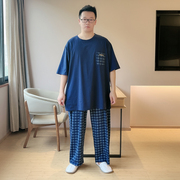 夏天睡衣男纯棉短袖，长裤夏季薄款全棉特大码家居服套装2024年