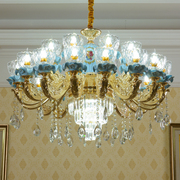 欧式吊灯客厅灯网红锌合金陶瓷灯饰法式别墅奢华大气24头水晶灯具