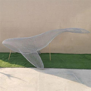 户外公园水景铁艺景观，雕塑摆件镂空鲸鱼金属装饰品不锈钢雕塑定制