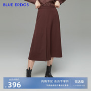 blueerdos女装通勤纯色，a字中长款半身裙女半裙