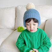 儿童秋冬帽子加厚保暖大毛球男女童针织护耳帽宝宝凹造型毛线帽潮