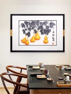 新中式沙发背景刺绣壁挂客厅餐厅装饰画苏绣山水花鸟挂画