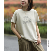 shuye高品质舒适版型文艺，休闲百搭字母印花显瘦短袖，t恤女2024夏