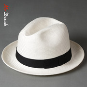mrduck日本巴拿马帽夏季防晒帽子时尚白色，礼帽女英伦卷边男士草帽