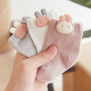 棉袜新生婴儿儿袜子0到3一6个月秋冬男女，宝宝纯棉冬季中筒棉袜厚