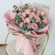 33朵粉红雪山玫瑰花束女友生日鲜花速递北京同城丰台花店送花上门