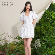 AtelierMissLu设计师品牌纯白短款花苞半裙
