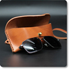 真皮眼镜盒头层硬牛皮，定型太阳镜包纯手工，植鞣皮墨镜包装袋复古风