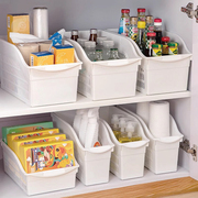 橱柜收纳盒下水槽置物架下调料，杂物带滑轮，厨房柜子桌面把手储物筐