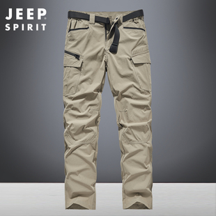 jeep速干工装裤男士春季宽松直筒，多口袋男裤，夏季薄款休闲裤子