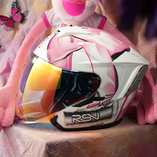 RSV摩托车头盔女电动车半盔双镜片春夏四分之三盔四季半盔3C认证