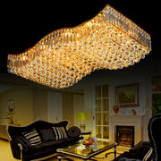 安灯堡金黄色客厅水晶灯长方形，吸顶灯led大厅灯现代奢华大气别墅