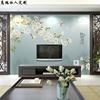 新中式电视背景墙壁纸16d玉兰花鸟墙布8Ld客厅沙发墙纸影视墙壁画