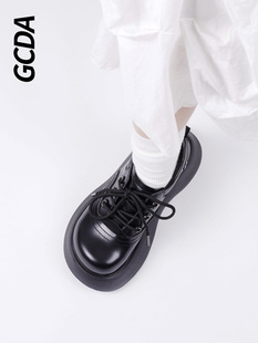 gcda蒸汽朋克2023原创真皮大头，厚底圆头娃娃鞋，复古单鞋小皮鞋女