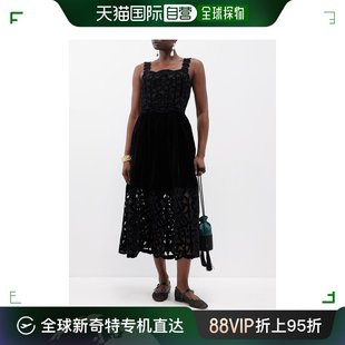 香港直邮潮奢sea海洋，女士dana绣花天鹅绒，连衣裙
