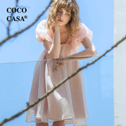 cococasa原创设计欧根纱连衣裙女2023夏新欧货高级感公主小礼服裙