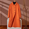 橘色双面呢大衣女韩版宽松羊毛外套，2022年秋冬时尚毛呢中长款