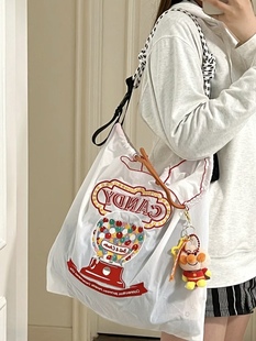 日本ballchain环保糖果机，帆布手提包单肩斜挎购物袋