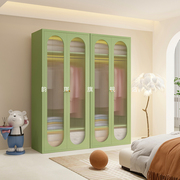 两门衣柜长虹玻璃门家用小户型卧室简约现代铁艺储物柜儿童收纳柜