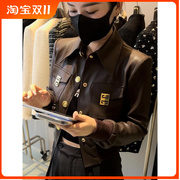韩版小众设计感帅气超酷机车皮衣外套女短款2023年秋冬皮夹克