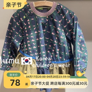 童装定制2022韩版秋新儿童(新儿童)森系植物印花长袖t恤女童洋气裙摆上衣