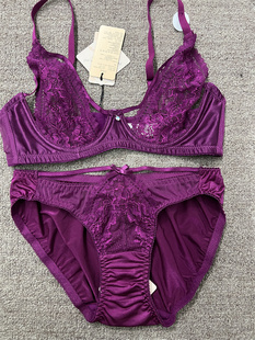 衣恋旗下EBLIN紫色S37超薄性感透气夏季女士文胸套装ECBR849043