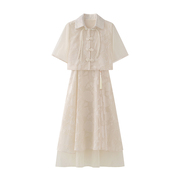 艾格es新中式改良旗袍国风，短袖连衣裙两件套女夏季汉服设计感裙子