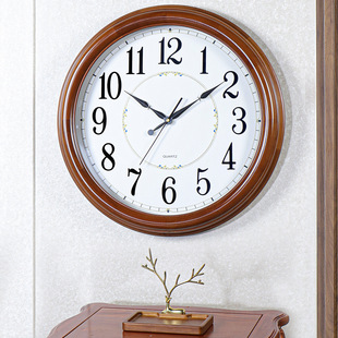 汉时挂钟钟表客厅家用实木轻奢静音大挂表丽声机芯壁挂挂钟HW180
