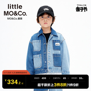 littlemoco童装春秋装男童，女童鸳鸯色，纯棉牛仔外套儿童中大童