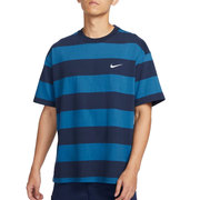 nike耐克短袖t恤男装运动服宽条纹，休闲圆领针织上衣fb8151-411