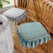 简约加厚纯色坐垫欧式风高档裙边餐椅垫有绑带椅子垫实木椅子坐垫