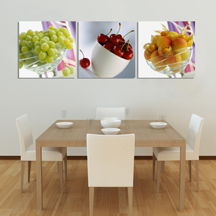 水晶膜无框画纳米冰晶画装饰画，客厅背景画玻璃，画三联画餐厅水果