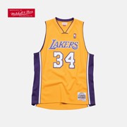 复古球衣sw湖人队1999-2000赛季，奥尼尔黄色主场nba-mitchellness