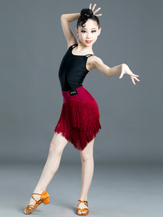 网红拉丁舞服吊带裙流苏款专业练功服女儿童拉丁舞标准比赛服