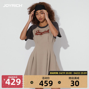 joyrich美式经典复古运动风收腰，a字刺绣logo连衣裙，24春夏女