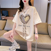 华夫格短袖t恤女夏装韩版宽松大码中长款小众，设计感小个子上衣潮