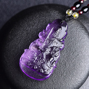 天然紫水晶吊坠文殊菩萨佛，生肖属兔本命佛饰品男女礼物项链守护神
