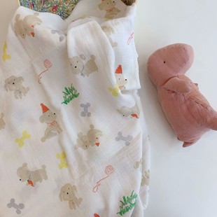 ins风韩国夏季新生儿童婴儿双层纱布巾盖毯抱被子推车巾宝宝浴巾