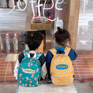 儿童包2023韩版卡通印花宝宝双肩包中小童可爱字母幼儿园书包