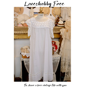 法式复古风vintage白色纯棉镂空蕾丝荷叶边长裙连衣裙女