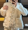 蕾丝花边羊羔毛外套(毛外套，)女欧洲站2023年秋冬韩版高级感小香风上衣