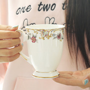 杯子陶瓷带勺骨瓷水杯牛奶杯，创意马克杯早餐杯，家用简约咖啡杯